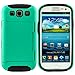 Fulland Hybrid Silicone Armor Case with Card Holder, Kickstand, Stylus and Screen Protector for Samsung Galaxy S3 - Aqua Green