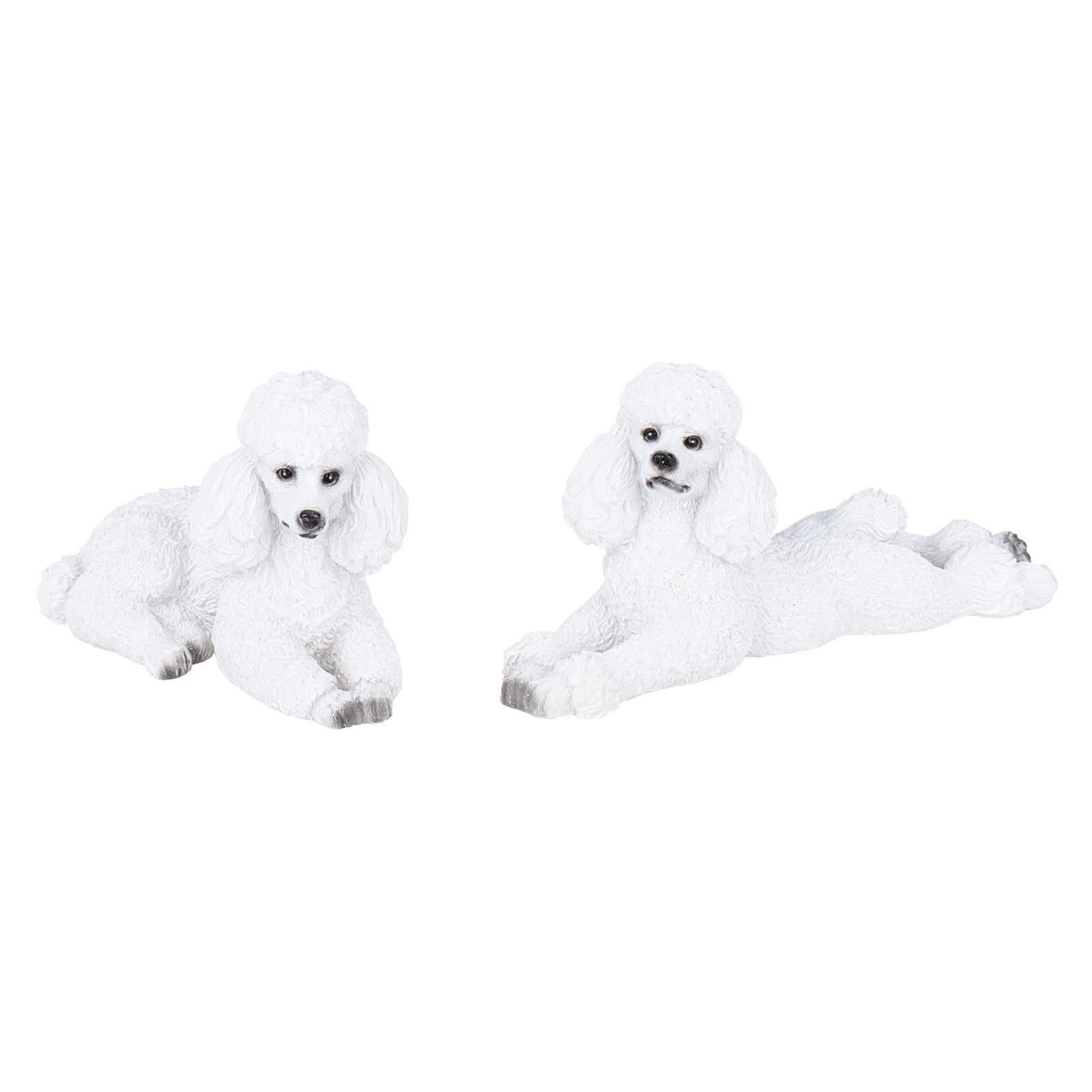 Sanmum Set of Miniature Poodle Garden Statue Dog Figurines Resin Sculpture Forest Animal Statue Outdoor Decor Yard Planter Flower Pot Ornaments(White)