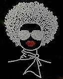 Afro lady with Googles Clear Rhinestone Transfer Iron On