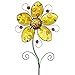 Exhart Metallic Yellow Flower Garden Stake, Durable Glass & Metal, Cute Yard Décor, 9.5