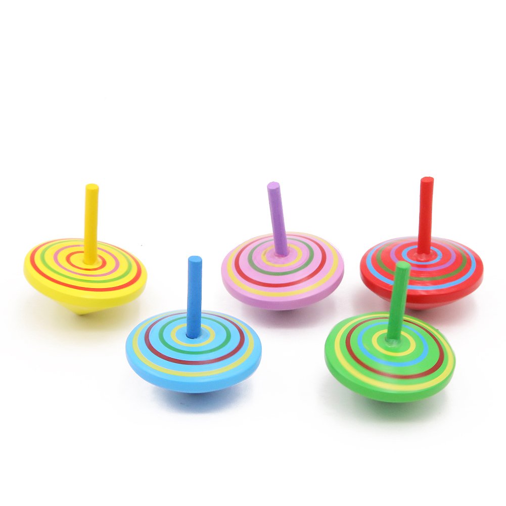 LFS Set of 5 Wooden Spinning Top