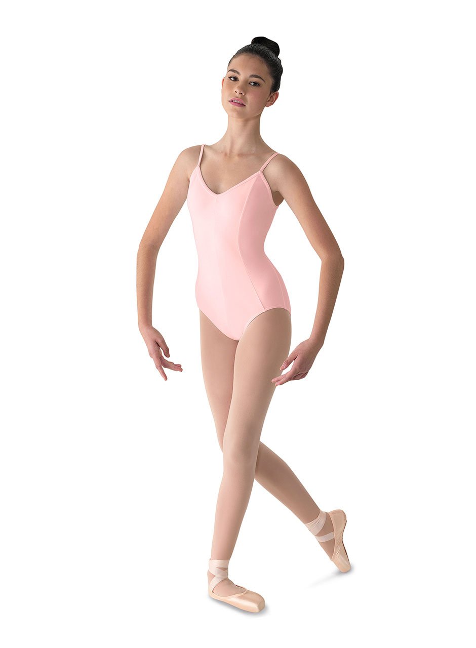 Photo 1 of Mirella Women's Microlux Princess Seam V-Front Camisole Dance Leotard,Pink,Medium/Long