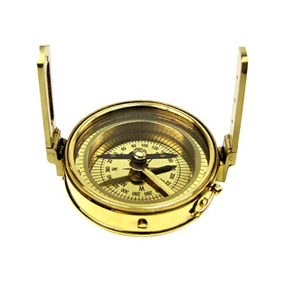 Brass-Encampment-Fortification-Survey-Compass-w-Sight-Survey-Tool