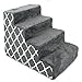 USA Made Pet Steps/Stairs with CertiPUR-US Certified Foam for Dogs & Cats by Best Pet Supplies – Gray Lattice Print, 4-Step (H: 18″)thumb 1