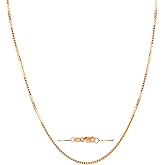 SPETLEK 14K Yellow/White/Rose Gold Box Chain Necklace for Women and Men 14K Solid Gold Necklace with lobster clasp