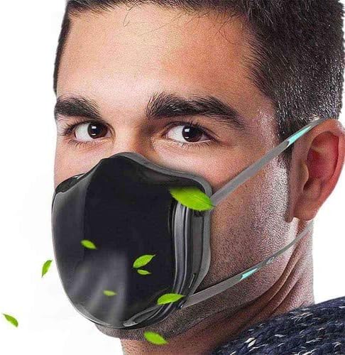 LETIN Reusable Smart Electric N-9-5 Face Ma sk Q5 Pro with Activated Carbon Filter, Automatic Air-Purifying Supply with 2PCS Replacement Filters for PM2.5 Anti-Pollution (Black-1pc)