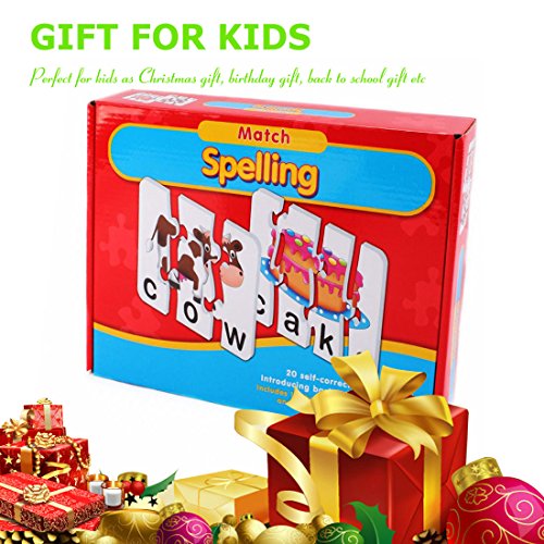 Spelling Toys, SAYEEC Match & Spelling Board Games w/ 10 Three-Piece Word Puzzles and 10 four-Piece Word Puzzles - Thumbnail 6