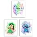 Summit Designs Lilo and Stitch Watercolor Art Prints – Set of 3 (8x10) Photos - Ohana Means Family