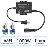 Adust 1000W 110V Light String Remote Plug-in Dimmer - AC 110V 1000W Outdoor String Lights Bulbs Switch, Wireless Remote Control Dimmer, 3 Prong Outlet, Timer Switch, Waterproof IP 65
