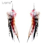 Lureme Bohemian Style Multicolor Pheasant Feathers Hook Dangle Earrings for Women Girls Teens (02003502)