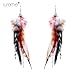 Lureme Bohemian Style Multicolor Pheasant Feathers Hook Dangle Earrings for Women Girls Teens (02003502)