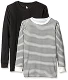 American Hawk Big Boys' 2 Pack: Long Sleeve Thermal Tops, Black/Charcoal Stripe Natural, 10/12