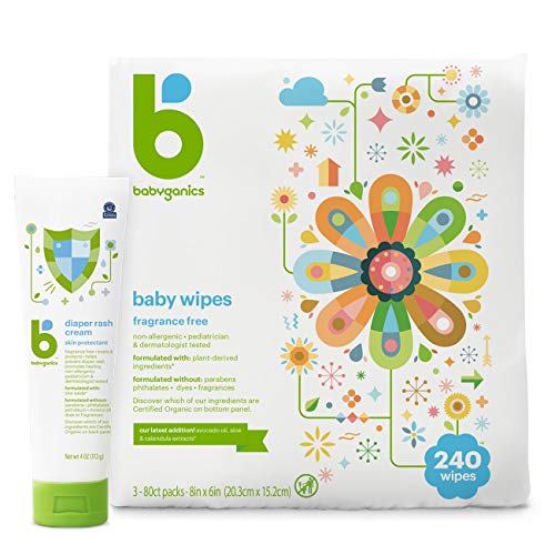 Babyganics Wipes + Rash Set - 240 Ct Baby Wipes, Diaper Rash Cream, 2 Items