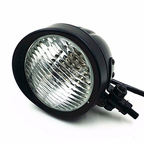 Retro Metal 60W/55W Motorcycle Bullet Head Light Lamp Headlight for Harley Honda Kawasaki Suzuki Yamaha Cruiser Chopper Cafe Racer Bobber (Black/Clear)