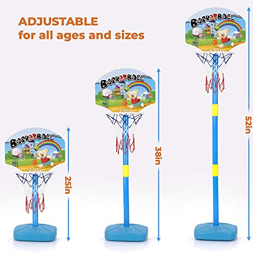 BRITENWAY Kids Basketball Hoop Play Set – Adjustable Height 25-52 Inches – Ideal for Toddlers Kids & Adults, Ages 3 Years and Up –Indoor - Outdoor Play, Sturdy Durable & Safe