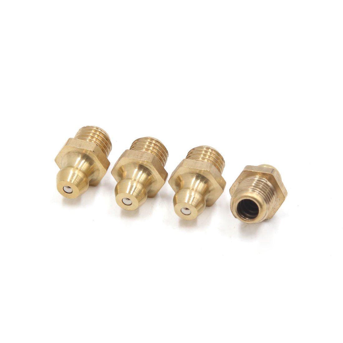 Photo 1 of uxcell 4 Pcs Brass M8 x 1mm Thread Straight Grease Zerk Nipple Fitting for Car