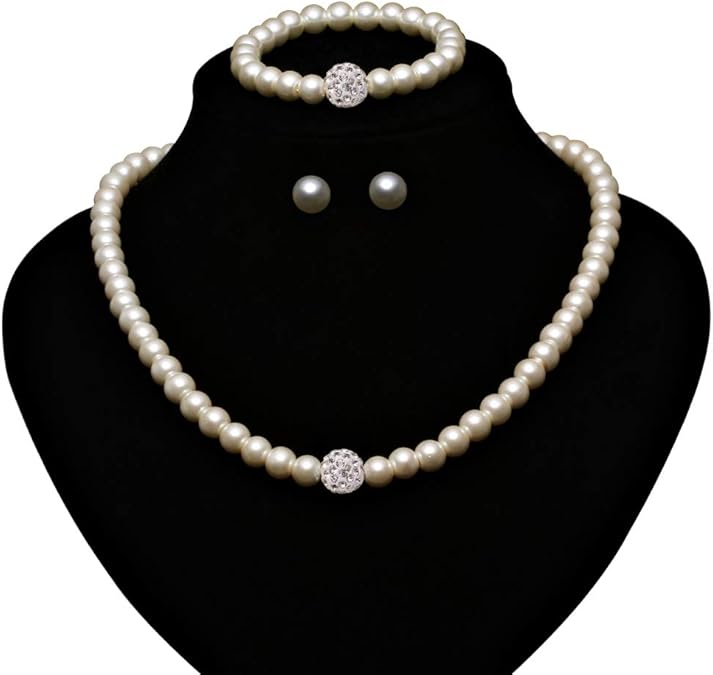 Liujun Artificial Pearl Necklace Set, Women Fashion Jewelry Glamour