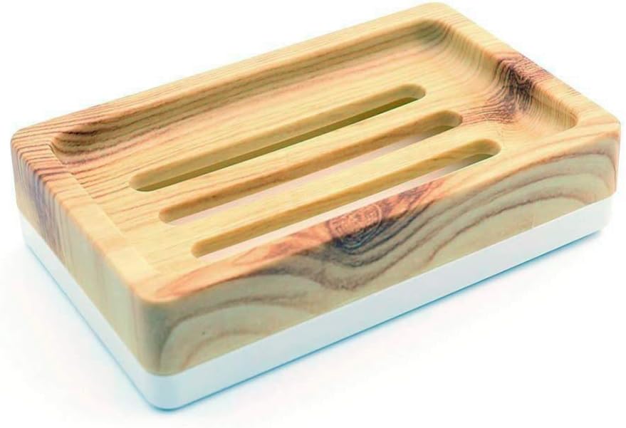 Ruichicoo Soap Dish Shower Soap Tray Soap Saver Soap Holder Drainer (wood pattern)