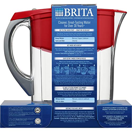 Brita Grand Water Filtration Pitcher, Red Pricepulse