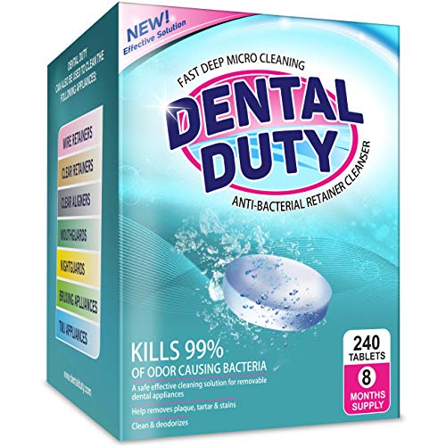 240 Retainer and Denture Cleaning Tablets (8 Months Supply) - Cleaner Removes Bad Odor, Plaque, Stains from Dentures, Retainers, Night Guards, Mouth Guard, and Removable Dental Appliances. Made In USA