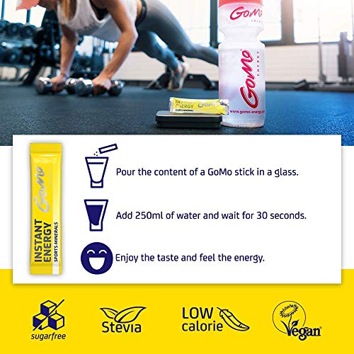 GoMo ENERGY Electrolyte Energy Sports Drink | Powerful Boost for Endurance & Athletic Performance | Isotonic Energy Drink Powder Mix | Natural Sugar Free Sport Supplement | SPORTS MINERALS 30 Servings