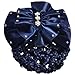 Rosallini Navy Blue Velvet Bowknot Barrette Hair Clip Snood Net for Women