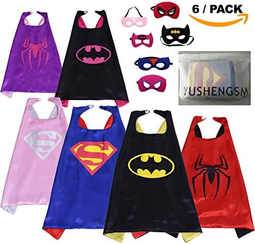 YUSHENGSM Comics Cartoon Dress Up Costumes 6 Satin Capes with Felt Masks