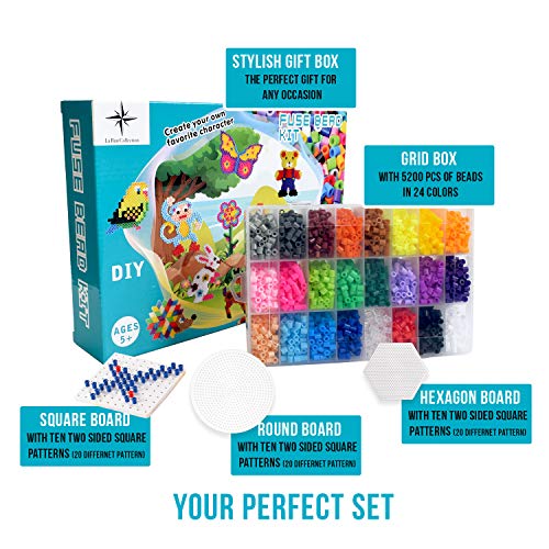 Fuse Beads Perler Beads Kit La Ban Collection 5,200 Pcs 5mm 24 Colors 3