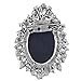 LUX ACCESSORIES Antique Blue Cameo Brooch Burnished Silver Flower Rhinestone