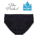 EvaWear Menstrual Period Or Light Incontinence Panty, Absorbent, Hypoallergenic, Black, Hipster, M