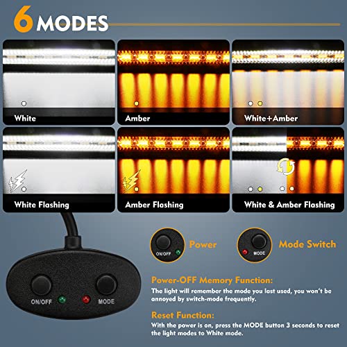 EverBrite 420W 20 Inch Led Light Bar, 2PCS 60W 4 Inch Led Pods, White Amber Strobe 6 Modes with Memory Function, Off Road 12V Led Lights for Trucks Car ATV SUV Cabin Boat, 16AWG Wiring Harness Kit