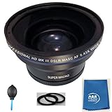 58mm 0.43x Photo Professional HD Wide Angle Lens (w/ Macro Portion) for CANON HFG40 HFG30 XA35 CX15 XA10, XA20, XA25, XF100, XF105, GL1, GL2 + A&R Microfiber Lens Cleaning Cloth