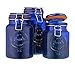 Glass Canister Fresh Quality Set of 3 Cobalt Blue Round Jars With Hermetic Seal Bail & Trigger Airtight Lock Lids for Kitchen & Pantry - Food Storage Containers