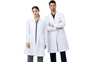 Unisex White Lab Coat For Men Women Scientist DIY Doctor scrub Workwear Costume Halloween Career Chemistry Study Lab Uniform