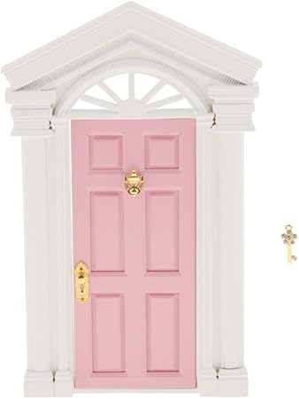 Amazon 1 12ドールハウスドア ミニチュア 木製 6パネル ヴィラゲートドア 飾り おもちゃ 4色 ピンク 家具 おもちゃ