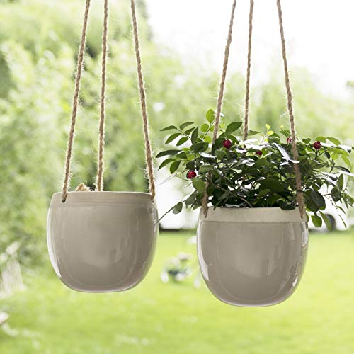 Ceramic Hanging Planters Indoors 5.5 Inch Hanging Plant Pots, Modern