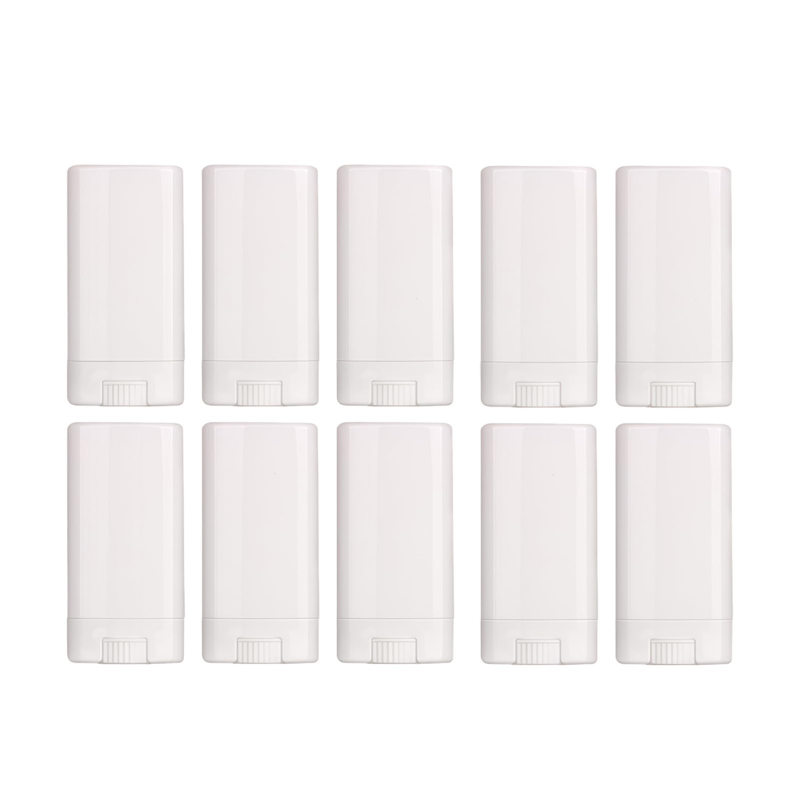 15 ML Clear Empty Plastic Oval Deodorant Containers Lip Gloss Balm Tubes for DIY Homemade Lip Balm Lipstick Crayon Cosmetic Vials Holder Case 0.5 Oz Pack of 10 (White)
