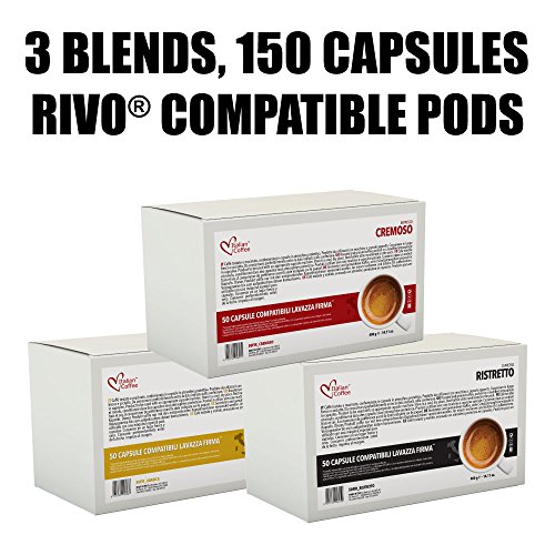 Click Here to See More Images Italian Coffee capsules compatible with RIVO machines (Arabica/Cremoso/Ristretto, 150)