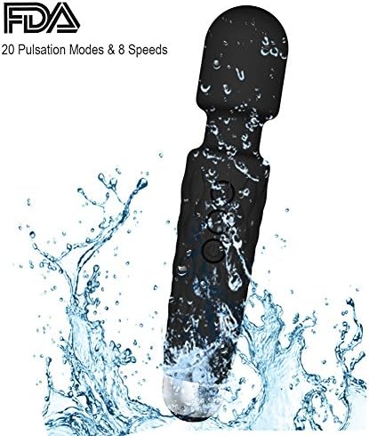 Portable Cordless Wand Massager With Powerful Multi Speed Vibration USB Rechargeable Personal Vibrating Massage for Body Therapeutic Muscle Aches and Sport Recovery 100% Waterproof (Black)