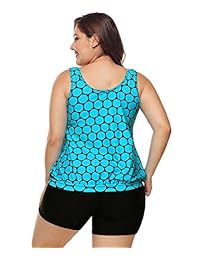 Lalagen conjunto de tankini de dos piezas para mujer con espalda cruzada y pantalón corto