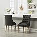 Roundhill Furniture C169CC Button Tufted Solid Wood Wingback Hostess Chairs with Nail Heads, Set of 2, Charcoal