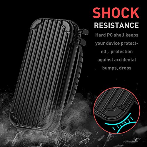 MEQI Nintendo Switch Carrying Case Protective Hard Shell Slim Travel Carry Case -10 Game Cartridge Holders Portable Carry Case Pouch for Nintendo Switch Console & Accessories - Black