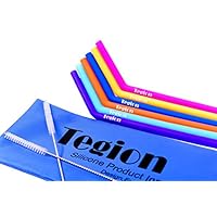 Tegion Slender Reusable Silicone Drinking Straws With Brush and Storage Pouch-For 20 30 Ounce Yeti Rtic 24 Ounce Tervis Tumblers 9 Pack