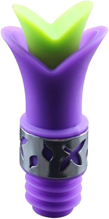 MG554zy0 Lily Flower Silicone Leakproof Red Wine Bottle Pourer Stopper Kitchen Bar Tool Lily Flower Silicone Leakproof Red Wine Purple