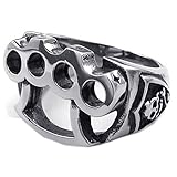 KONOV Mens Stainless Steel Ring, Skull Boxing Glove, Black Silver