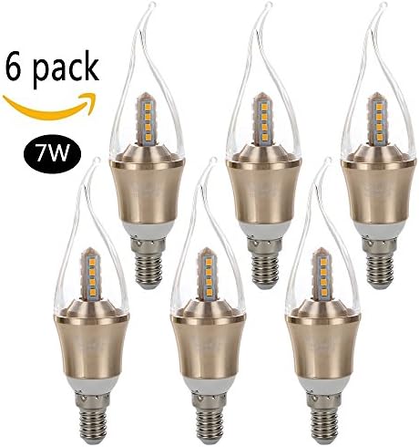 LED Bulbs Candle Bulbs LED Bulbs 6Pack 7W E14 Base Not Dimmable LED Light Bulb 480lumen LED Lamp for Home Lighting Warm White 3000k,Chandelier,LED Household Light Bulbs,Decorative Candle(Flame Shape)