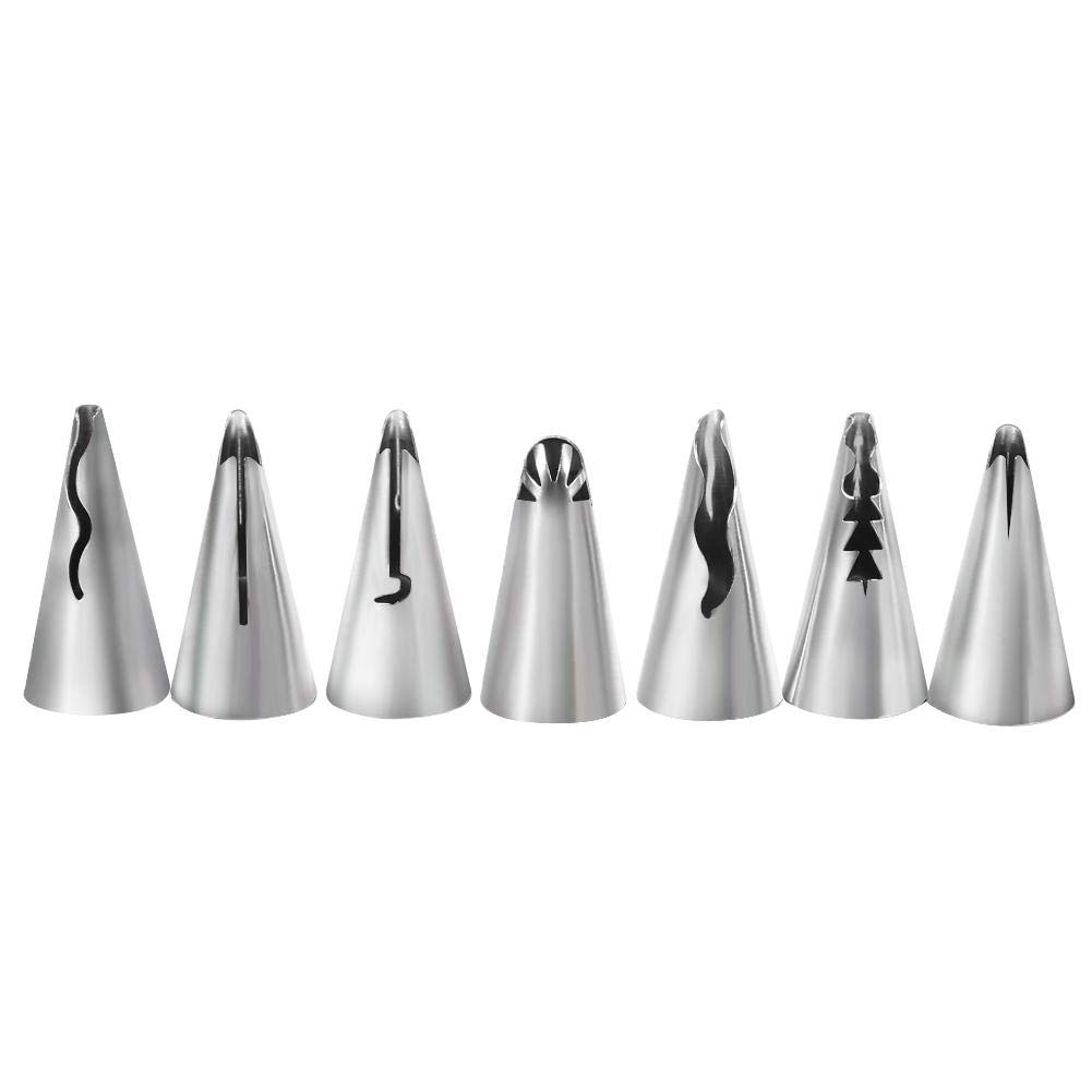 7Pcs Stainless Steel DIY Pastry Fondant Cake Icing Piping Nozzles Decorating Tips for Baking Tool