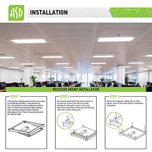 ASD 2x4 LED Drop Ceiling Light Fixture 40W (100W Repl) 5000K (Daylight