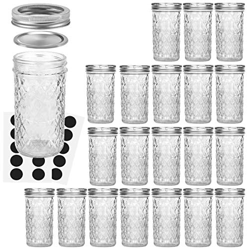Mason Jars 12 OZ, VERONES Canning Jars Jelly Jars With Regular Lids, Ideal for Jam, Honey, Wedding Favors, Shower Favors, Baby Foods, 20 PACK