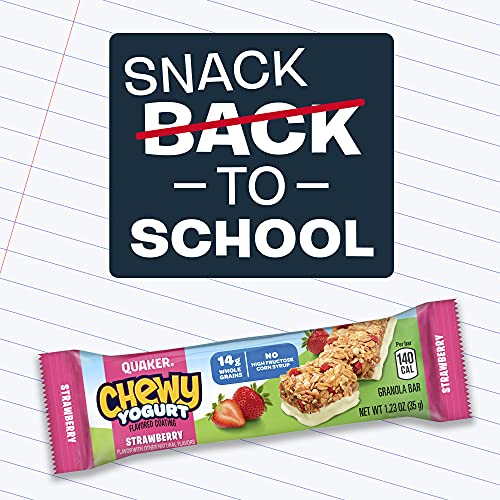 Quaker Yogurt Chewy Granola Bar, Strawberry, 5 Bars , net weight 6.1